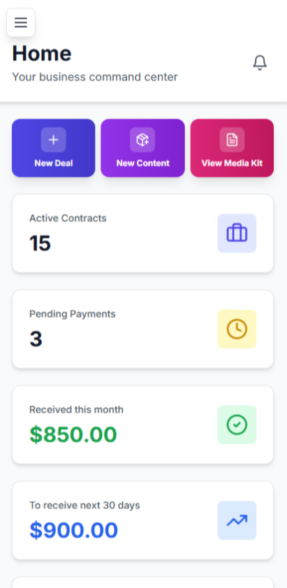 Influencer's Dream Mobile App Preview